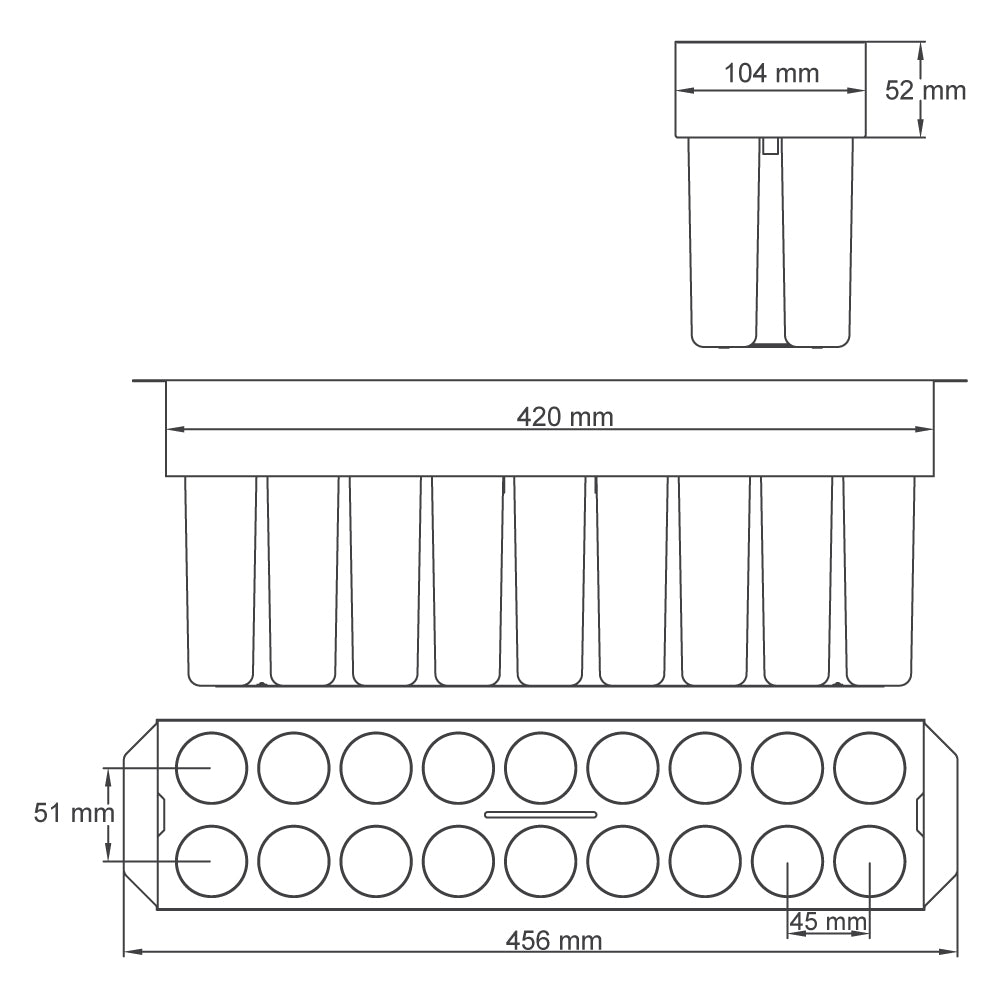 Mold Drill For Ice Pops with 18 cavities 95ml / 3.2oz