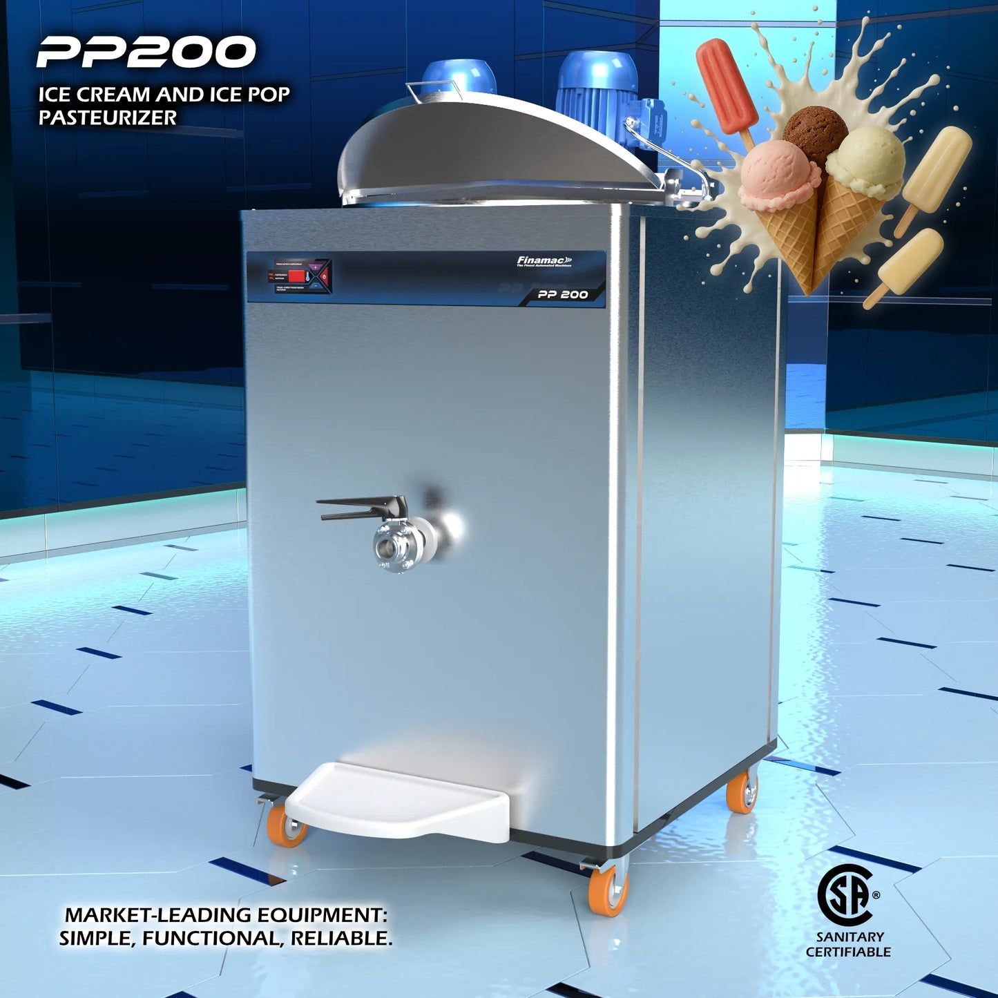 PP 200 - Pasteurizer and Homogenizer for Ice Cream and Ice Pops